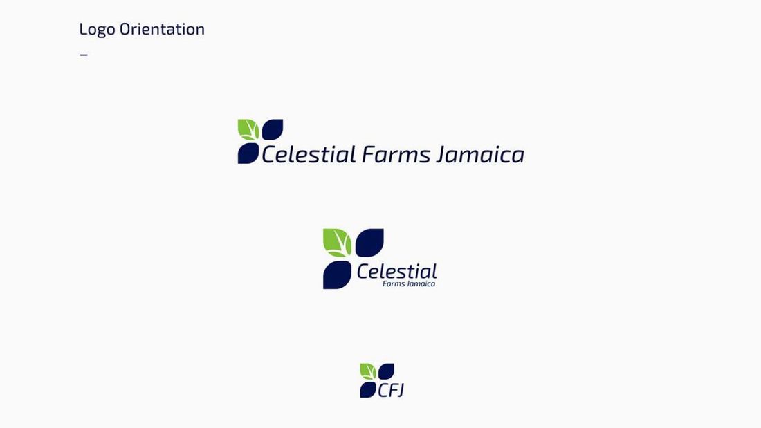 Celestial Farms Jamaica logo in three orientations