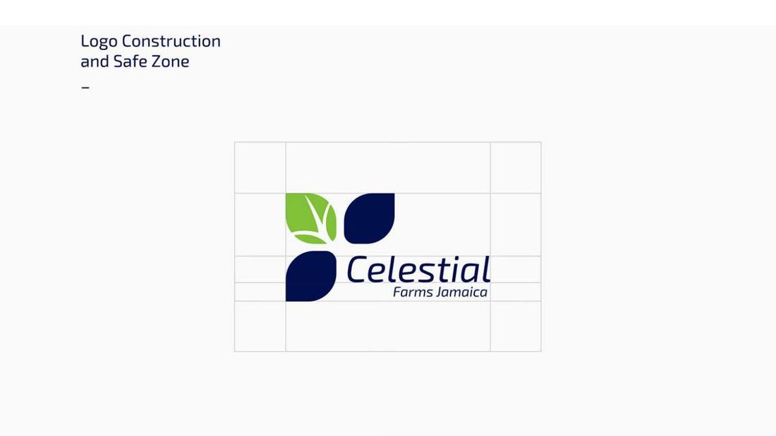 Celestial Farms Jamaica logo construction and safe zone