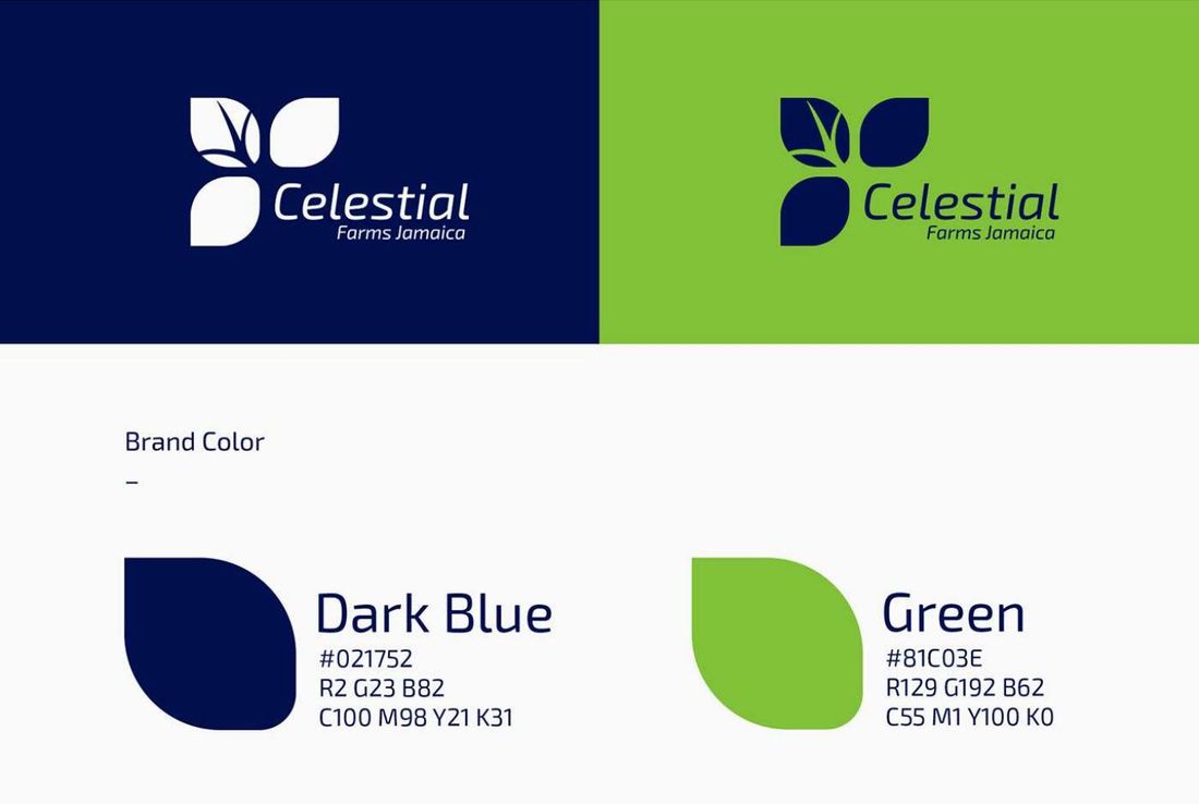 Celestial Farms Jamaica colourways and brand colours